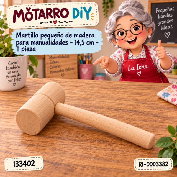 ri-0003382-133402 Martillo pequeño de madera para manualidades – 14,5 cm – 1 pieza