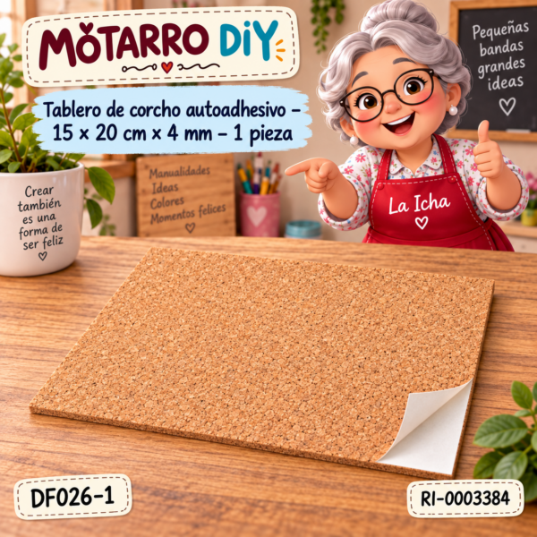 ri-0003384-df026-1 Tablero de corcho autoadhesivo – 15 × 20 cm × 4 mm – 1 pieza