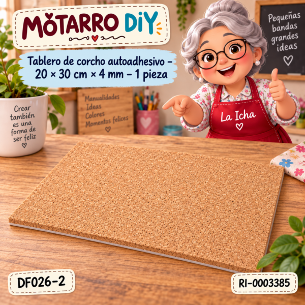 ri-0003385-df026-2 Tablero de corcho autoadhesivo – 20 × 30 cm × 4 mm – 1 pieza
