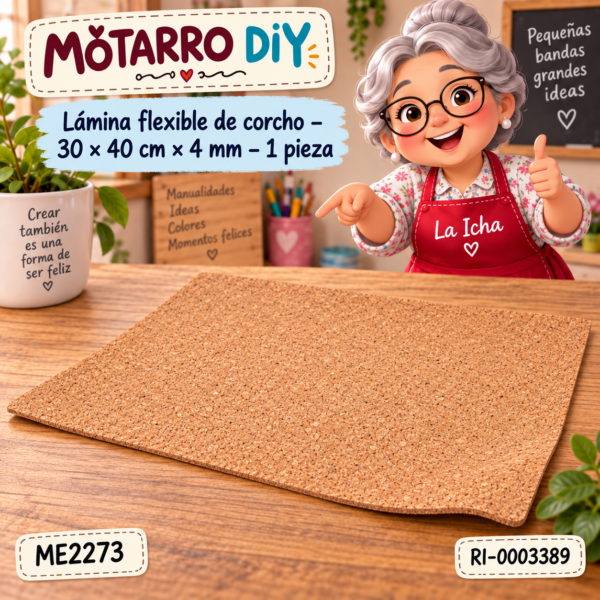 ri-0003389-me2273 Lámina flexible de corcho – 30 × 40 cm × 4 mm – 1 pieza