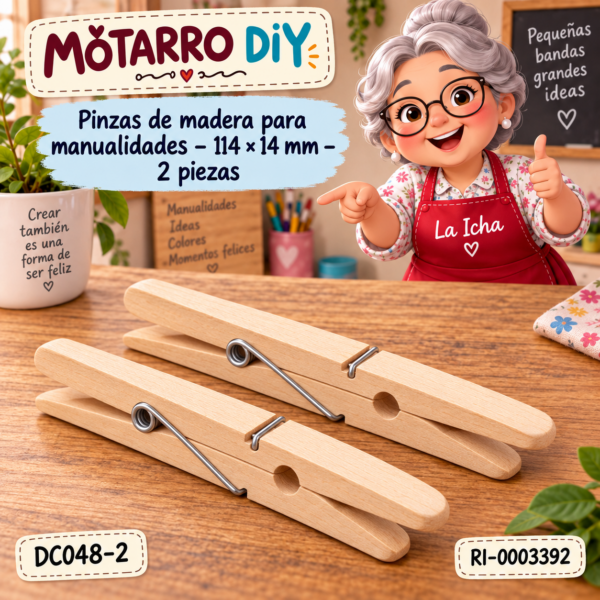 ri-0003392-dc048-2 Pinzas de madera para manualidades – 114 × 14 mm – 2 piezas