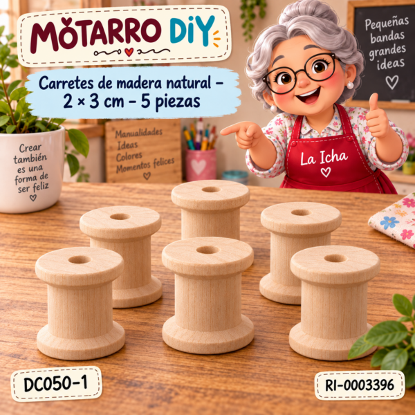 ri-0003396-dc050-1 Carretes de madera natural – 2 × 3 cm – 5 piezas