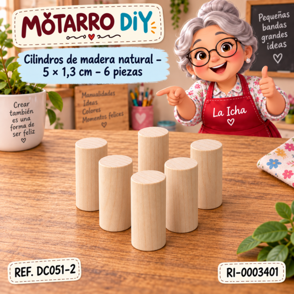 ri-0003401-dc051-2 Cilindros de madera natural – 5 × 1,3 cm – 6 piezas