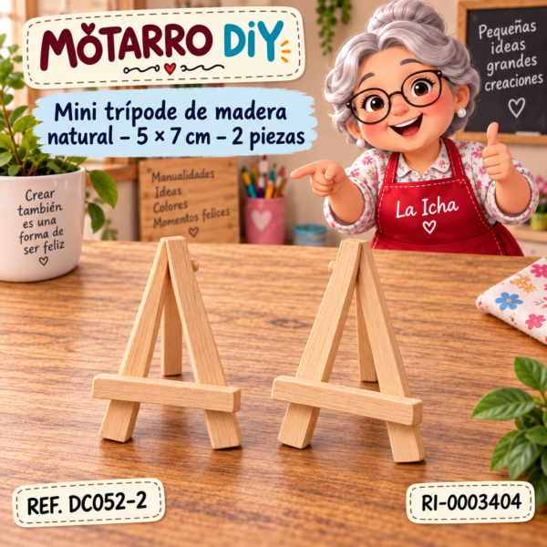 ri-0003404-dc052-2 Mini trípode de madera natural – 5 × 7 cm – 2 piezas