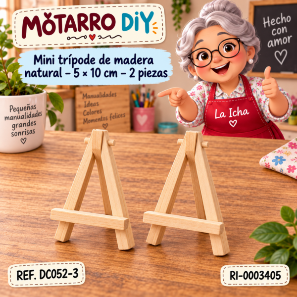 ri-0003405-dc052-3 Mini trípode de madera natural – 5 × 10 cm – 2 piezas