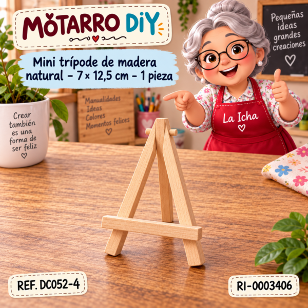 ri-0003406-dc052-4 Mini trípode de madera natural – 7 × 12,5 cm – 1 pieza