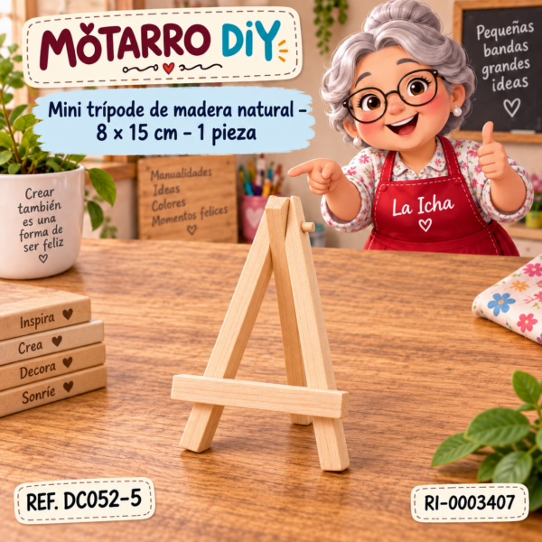 ri-0003407-dc052-5 Mini trípode de madera natural – 8 × 15 cm – 1 pieza