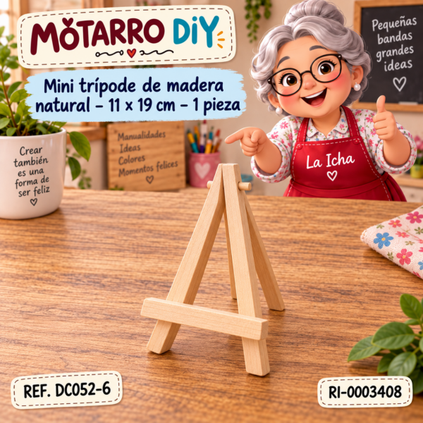 ri-0003408-dc052-6 Mini trípode de madera natural – 11 × 19 cm – 1 pieza