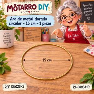 ri-0003410-dk023-2 Aro de metal dorado circular – 15 cm – 1 pieza