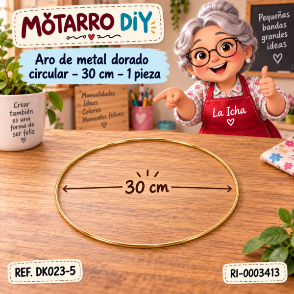 Aro de metal dorado circular – 30 cm – 1 pieza