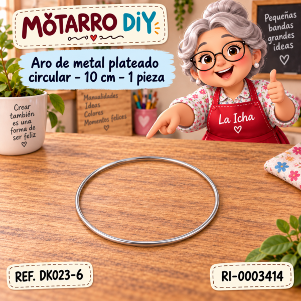 ri-0003414-dk023-6 Aro de metal plateado circular – 10 cm – 1 pieza