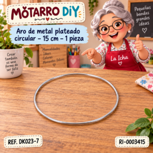 ri-0003415-dk023-7 Aro de metal plateado circular – 15 cm – 1 pieza