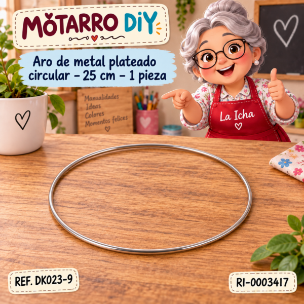 ri-0003417-dk023-9 Aro de metal plateado circular – 25 cm – 1 pieza