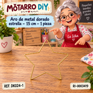 ri-0003419-dk024-1 Aro de metal dorado estrella – 15 cm – 1 pieza