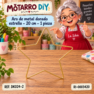 ri-0003420-dk024-2 Aro de metal dorado estrella – 20 cm – 1 pieza