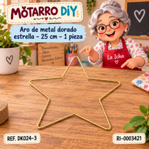ri-0003421-dk024-3 Aro de metal dorado estrella – 25 cm – 1 pieza