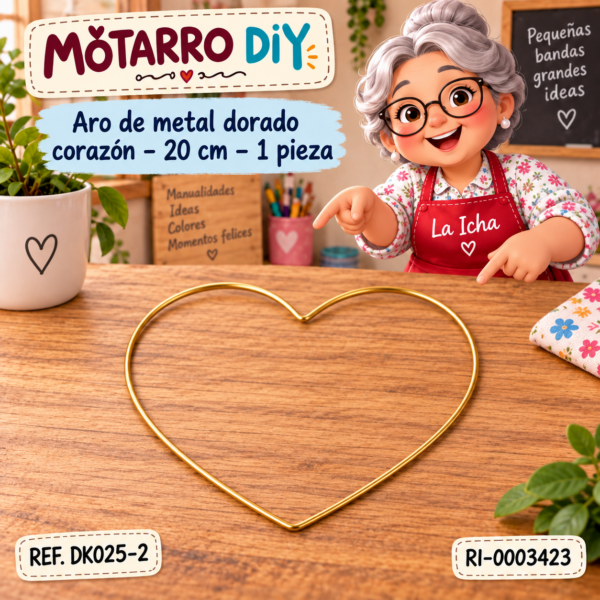 ri-0003423-dk025-2 Aro de metal dorado corazón – 20 cm – 1 pieza