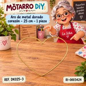 ri-0003424-dk025-3 Aro de metal dorado corazón – 25 cm – 1 pieza