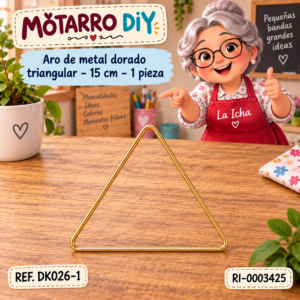 ri-0003425-dk026-1 Aro de metal dorado triangular – 15 cm – 1 pieza
