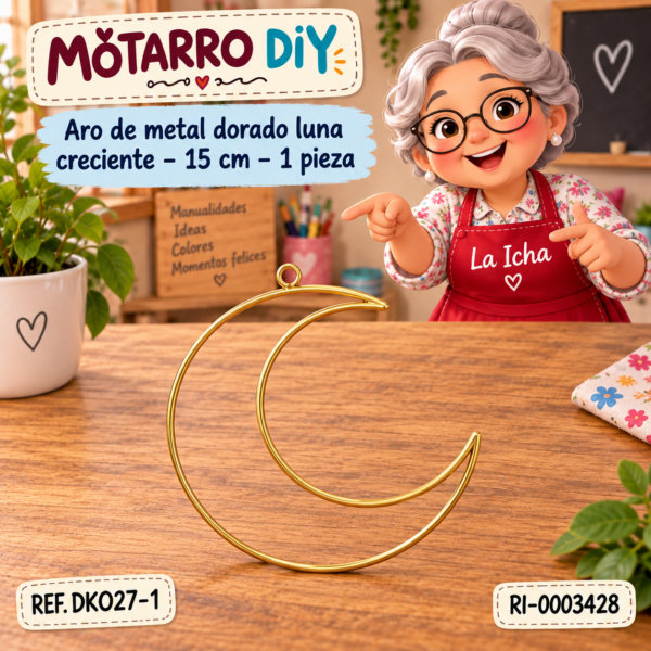 ri-0003428-dk027-1 Aro de metal dorado luna creciente – 15 cm – 1 pieza