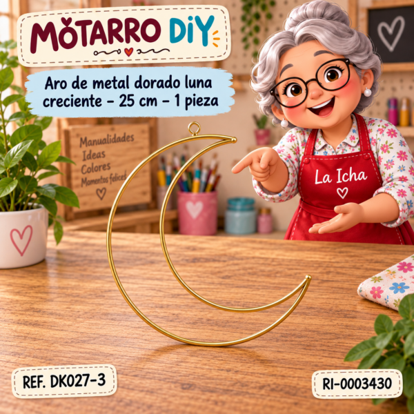 ri-0003430-dk027-3 Aro de metal dorado luna creciente – 25 cm – 1 pieza