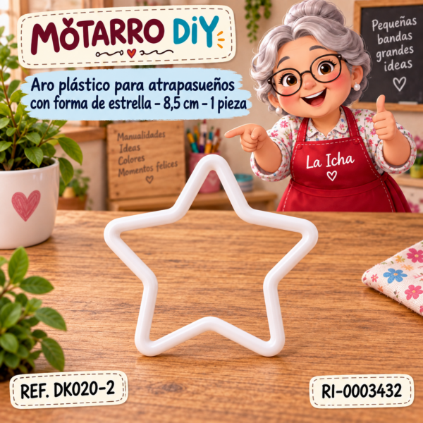ri-0003432-dk020-2 Aro plástico para atrapasueños con forma de estrella – 8,5 cm – 1 pieza