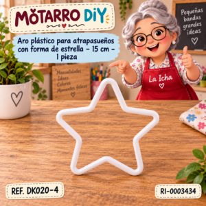 ri-0003434-dk020-4 Aro plástico para atrapasueños con forma de estrella – 15 cm – 1 pieza