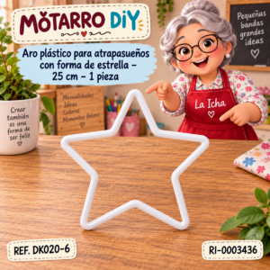 ri-0003436-dk020-6 Aro plástico para atrapasueños con forma de estrella – 25 cm – 1 pieza