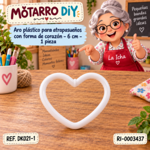 ri-0003437-dk021-1 Aro plástico para atrapasueños con forma de corazón – 6 cm – 1 pieza