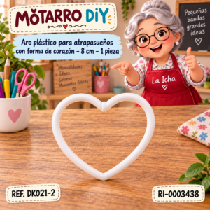 ri-0003438-dk021-2 Aro plástico para atrapasueños con forma de corazón – 8 cm – 1 pieza