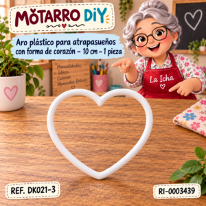 ri-0003439-dk021-3 Aro plástico para atrapasueños con forma de corazón – 10 cm – 1 pieza
