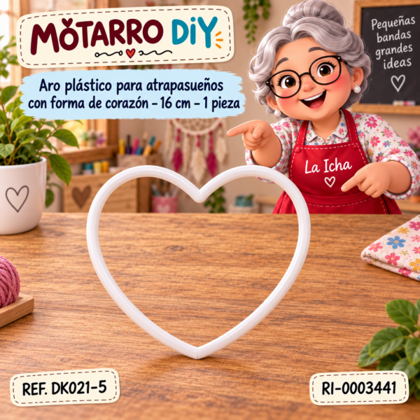 ri-0003441-dk021-5 Aro plástico para atrapasueños con forma de corazón – 16 cm – 1 pieza