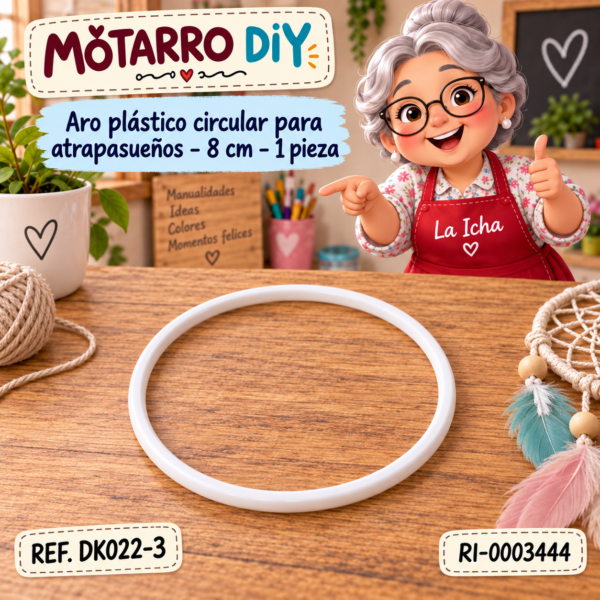 ri-0003444-dk022-3 Aro plástico circular para atrapasueños – 8 cm – 1 pieza