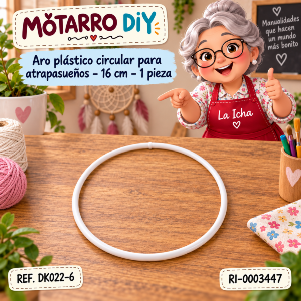 ri-0003447-dk022-6 Aro plástico circular para atrapasueños – 16 cm – 1 pieza
