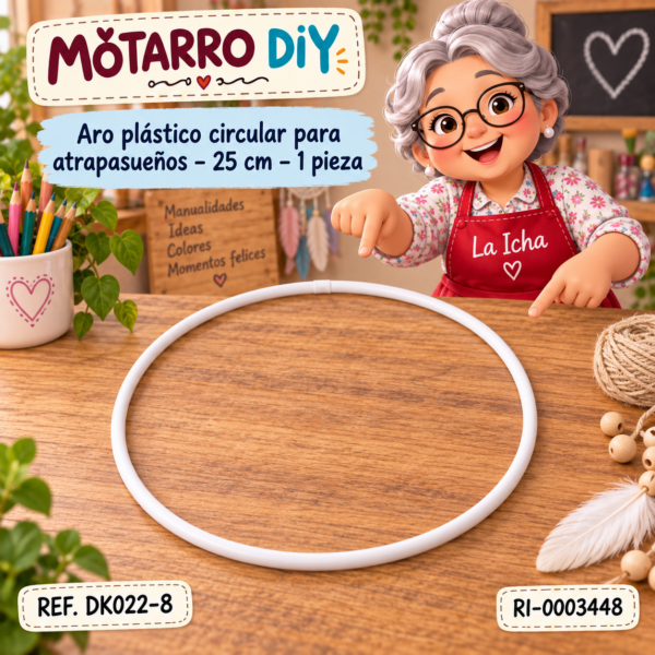 ri-0003448-dk022-8 Aro plástico circular para atrapasueños – 25 cm – 1 pieza