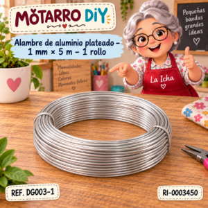 ri-0003450-dg003-1 Alambre de aluminio plateado – 1 mm × 5 m – 1 rollo