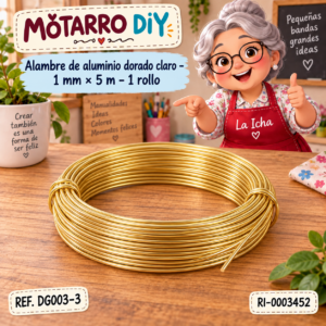 ri-0003452-dg003-3 Alambre de aluminio dorado claro – 1 mm × 5 m – 1 rollo