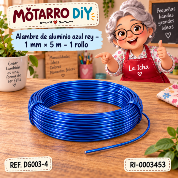 ri-0003453-dg003-4 Alambre de aluminio azul rey – 1 mm × 5 m – 1 rollo