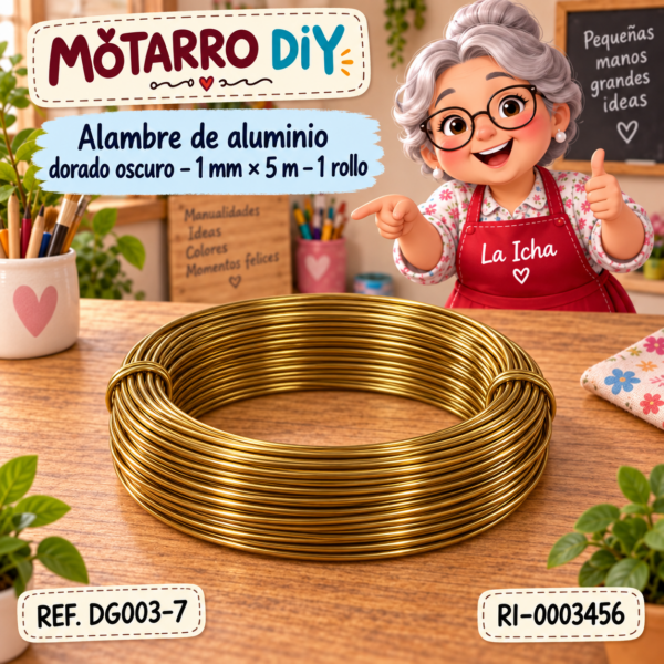 ri-0003456-dg003-7 Alambre de aluminio dorado oscuro – 1 mm × 5 m – 1 rollo