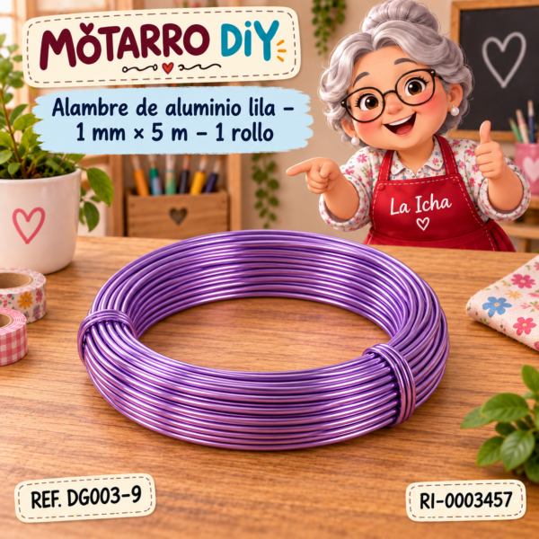 Alambre de aluminio lila – 1 mm × 5 m – 1 rollo