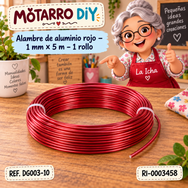 ri-0003458-dg003-10 Alambre de aluminio rojo – 1 mm × 5 m – 1 rollo