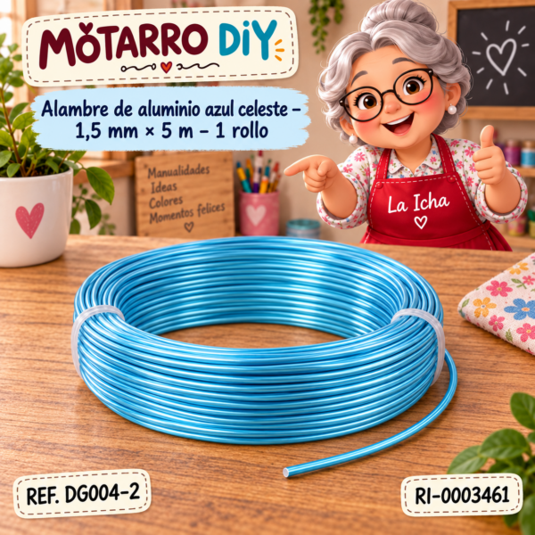 ri-0003461-dg004-2 Alambre de aluminio azul celeste – 1,5 mm × 5 m – 1 rollo
