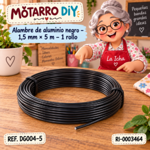 ri-0003464-dg004-5 Alambre de aluminio negro – 1,5 mm × 5 m – 1 rollo