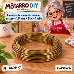 ri-0003466-dg004-7 Alambre de aluminio dorado oscuro – 1,5 mm × 5 m – 1 rollo