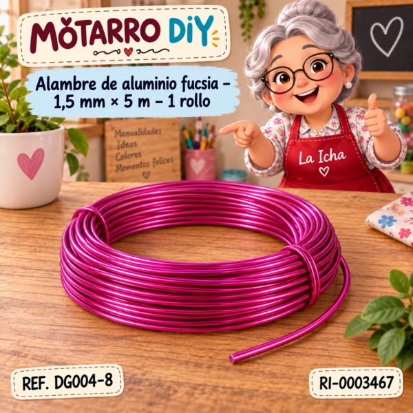Alambre de aluminio fucsia – 1,5 mm × 5 m – 1 rollo