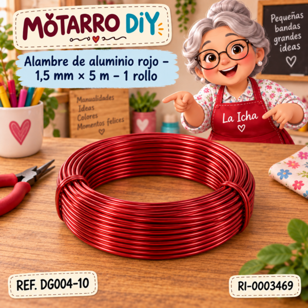 ri-0003469-dg004-10 Alambre de aluminio rojo – 1,5 mm × 5 m – 1 rollo