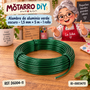 ri-0003470-dg004-11 Alambre de aluminio verde oscuro – 1,5 mm × 5 m – 1 rollo