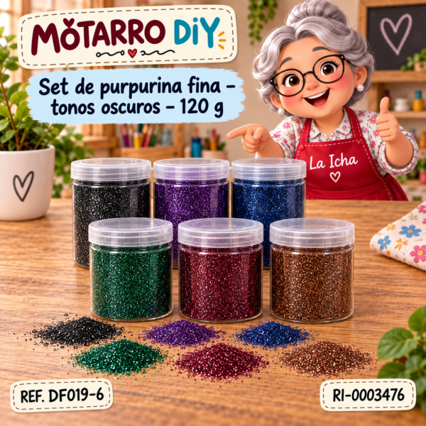Set de purpurina fina – tonos oscuros – 120 g