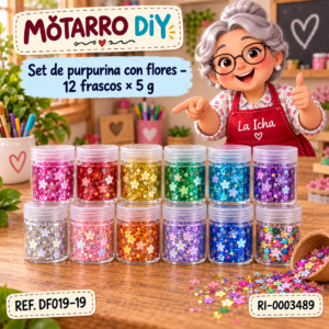 ri-0003489-df019-19 Set de purpurina con flores – 12 frascos × 5 g
