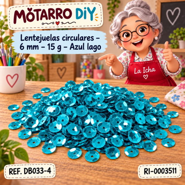 Lentejuelas circulares – 6 mm – 15 g – Azul lago